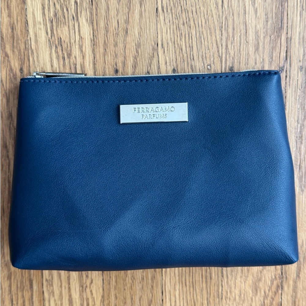 Salvatore Ferragamo Dark Blue Leather Pouch